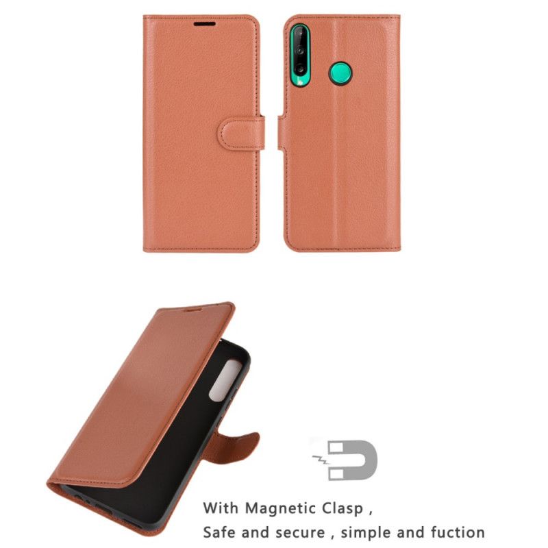 Etui Folio Huawei P40 Lite E / Y7p Fioletowy Czarny Klasyczna Imitacja Skóry Liczi