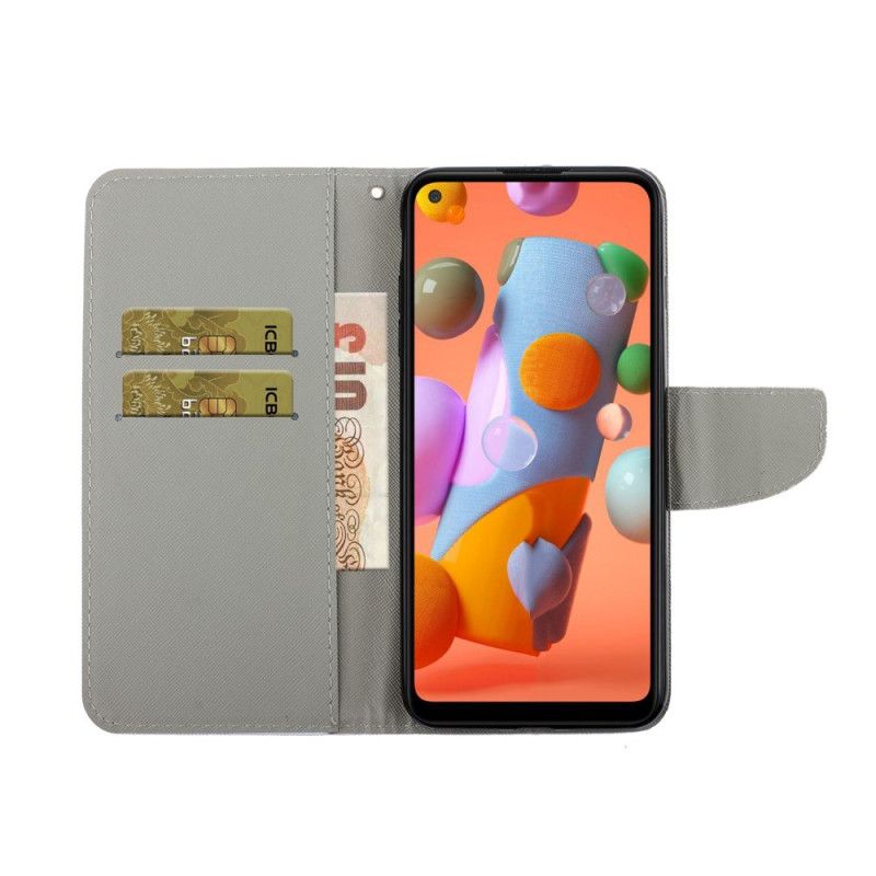 Etui Folio Huawei P40 Lite E / Y7p Jasnofioletowy Jasnoniebieski Odmiany Motylkowe Ze Stringami Etui Ochronne