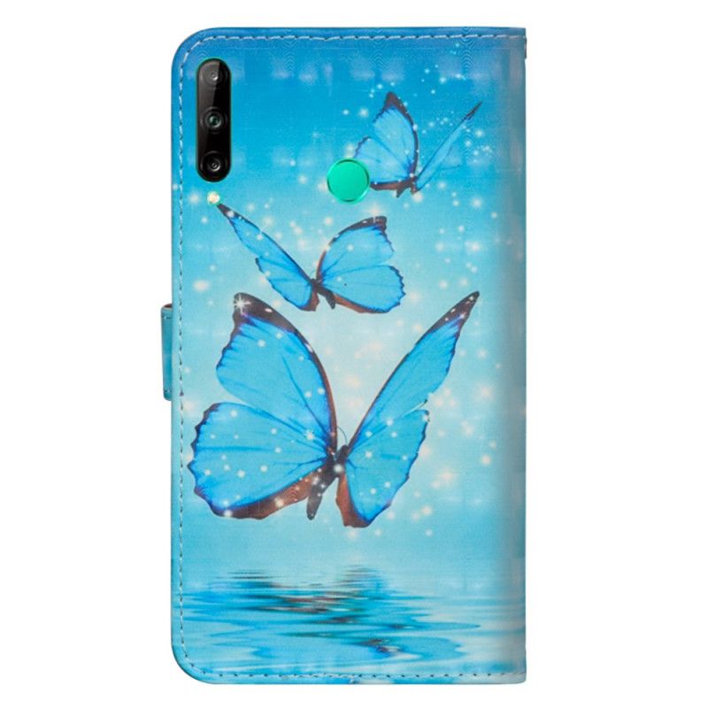 Etui Folio Huawei P40 Lite E / Y7p Latające Niebieskie Motyle Etui Ochronne