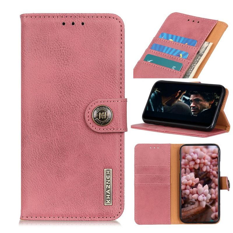 Etui Folio Huawei P40 Lite E / Y7p Różowy Czarny Imitacja Skóry Khazneh