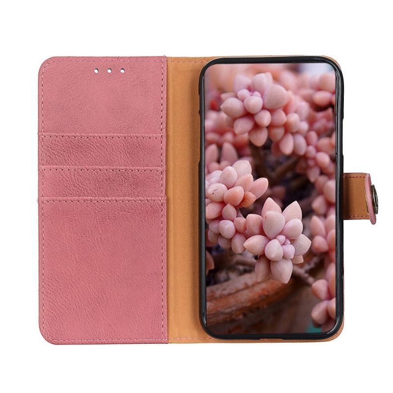 Etui Folio Huawei P40 Lite E / Y7p Różowy Czarny Imitacja Skóry Khazneh