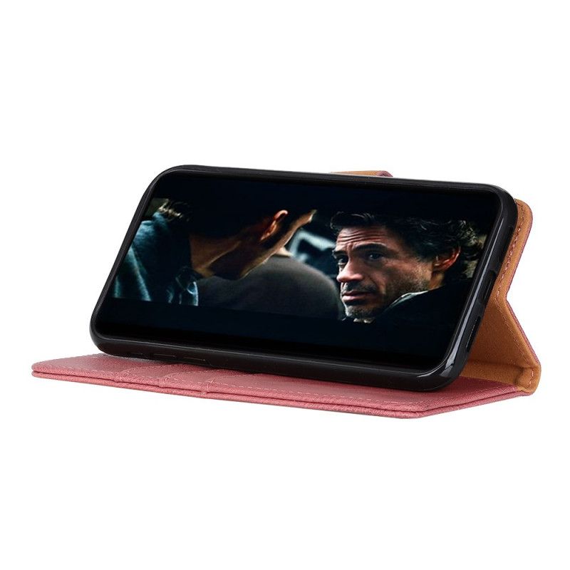 Etui Folio Huawei P40 Lite E / Y7p Różowy Czarny Imitacja Skóry Khazneh