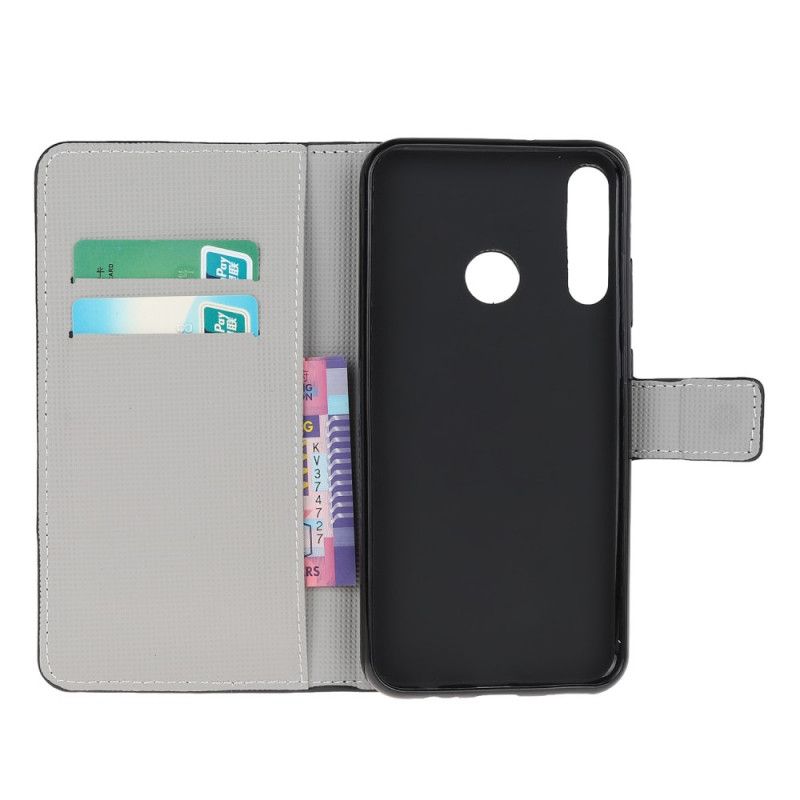 Etui Folio Huawei P40 Lite E / Y7p Różowy Magenta Kwiaty Tropikalne