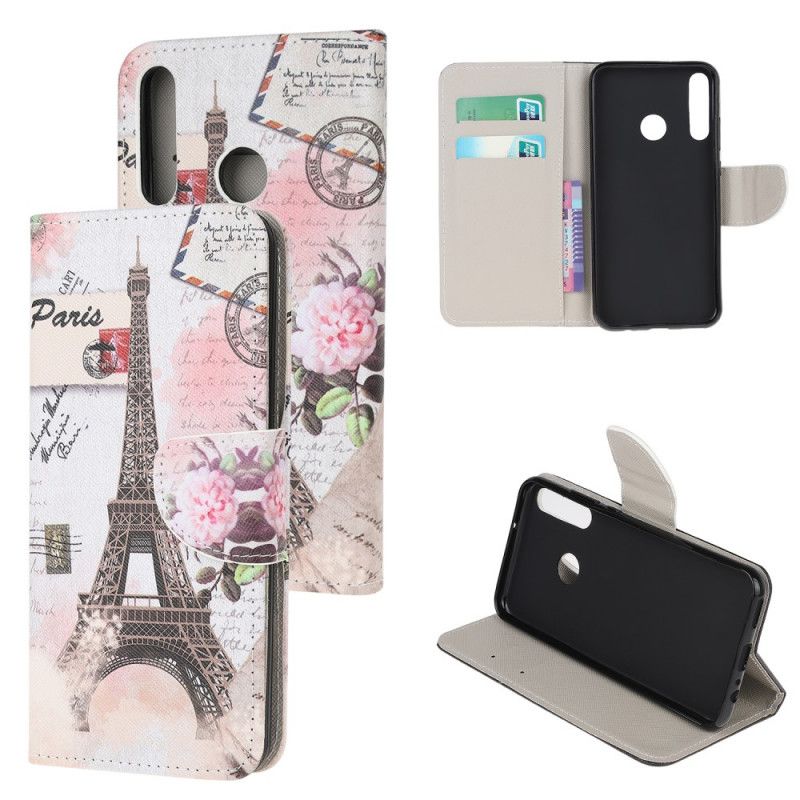 Etui Folio Huawei P40 Lite E / Y7p Wieża Eiffla W Stylu Retro