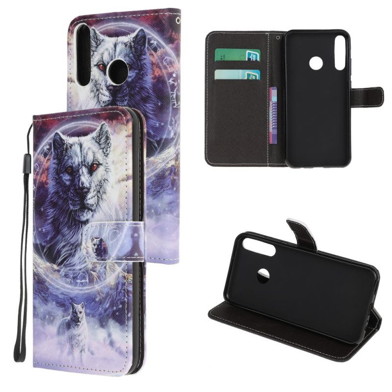 Etui Folio Huawei P40 Lite E / Y7p Wilk Zimą Ze Stringami