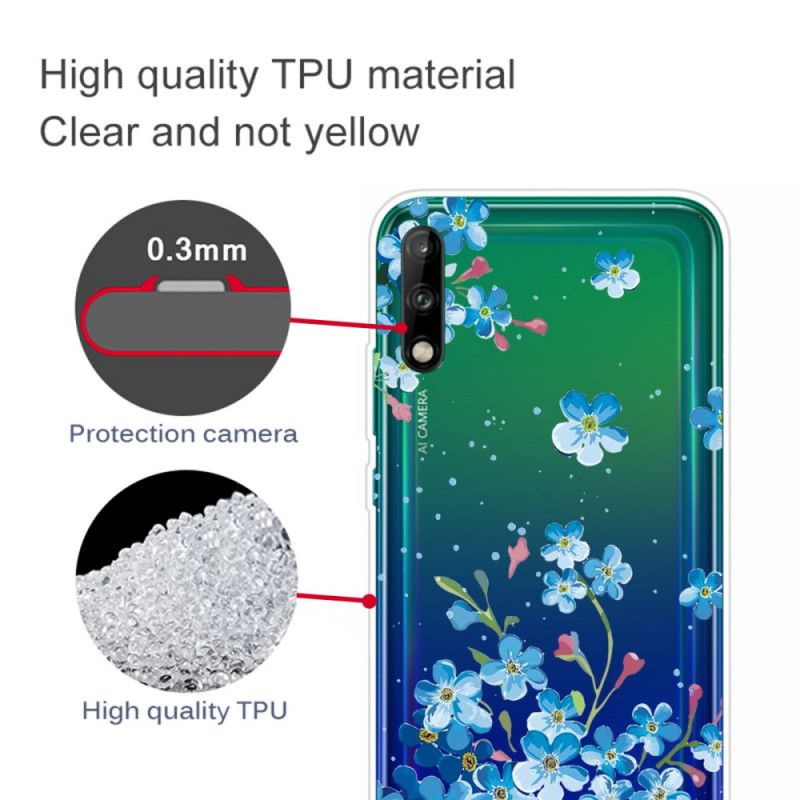 Etui Huawei P40 Lite E / Y7p Bukiet Niebieskich Kwiatów