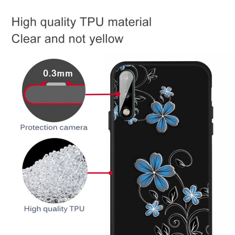 Etui Huawei P40 Lite E / Y7p Niebieskie Kwiaty