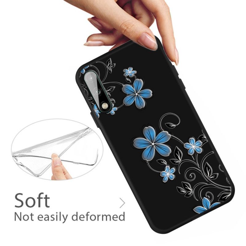 Etui Huawei P40 Lite E / Y7p Niebieskie Kwiaty