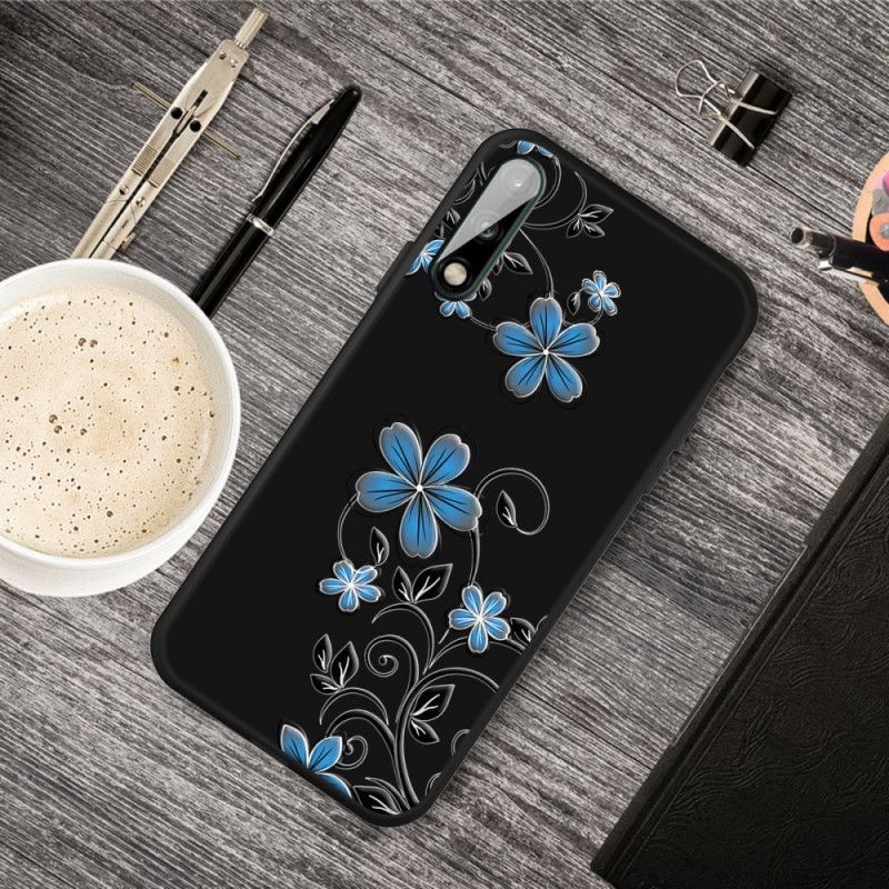 Etui Huawei P40 Lite E / Y7p Niebieskie Kwiaty