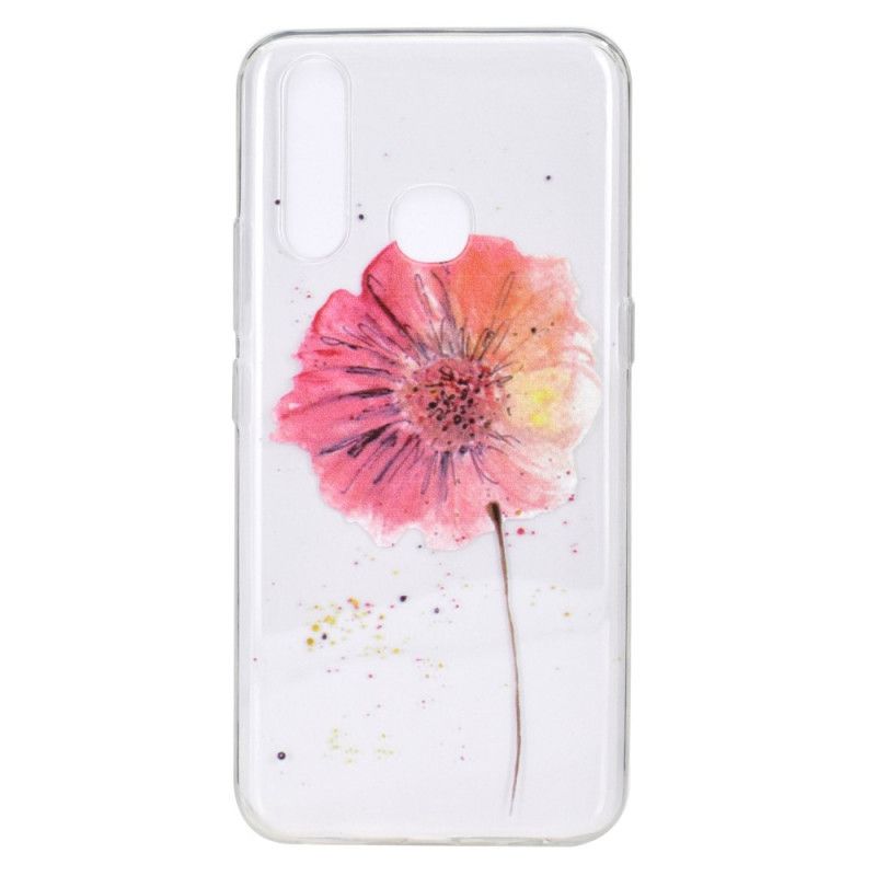 Etui Huawei P40 Lite E / Y7p Przezroczysty Mak Akwarela