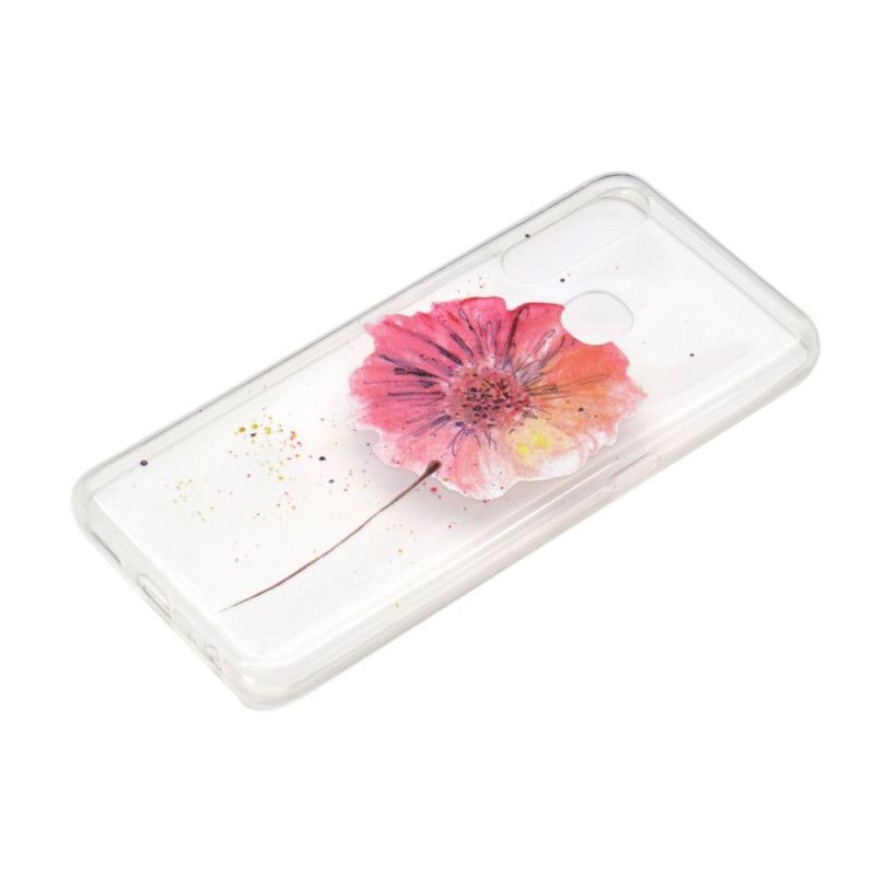 Etui Huawei P40 Lite E / Y7p Przezroczysty Mak Akwarela