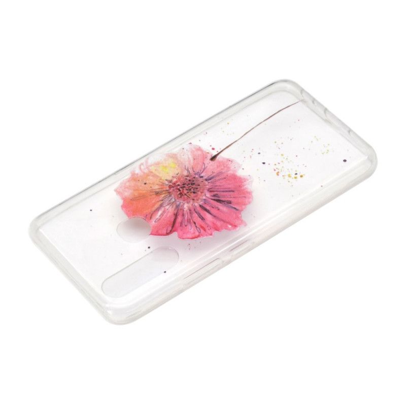 Etui Huawei P40 Lite E / Y7p Przezroczysty Mak Akwarela