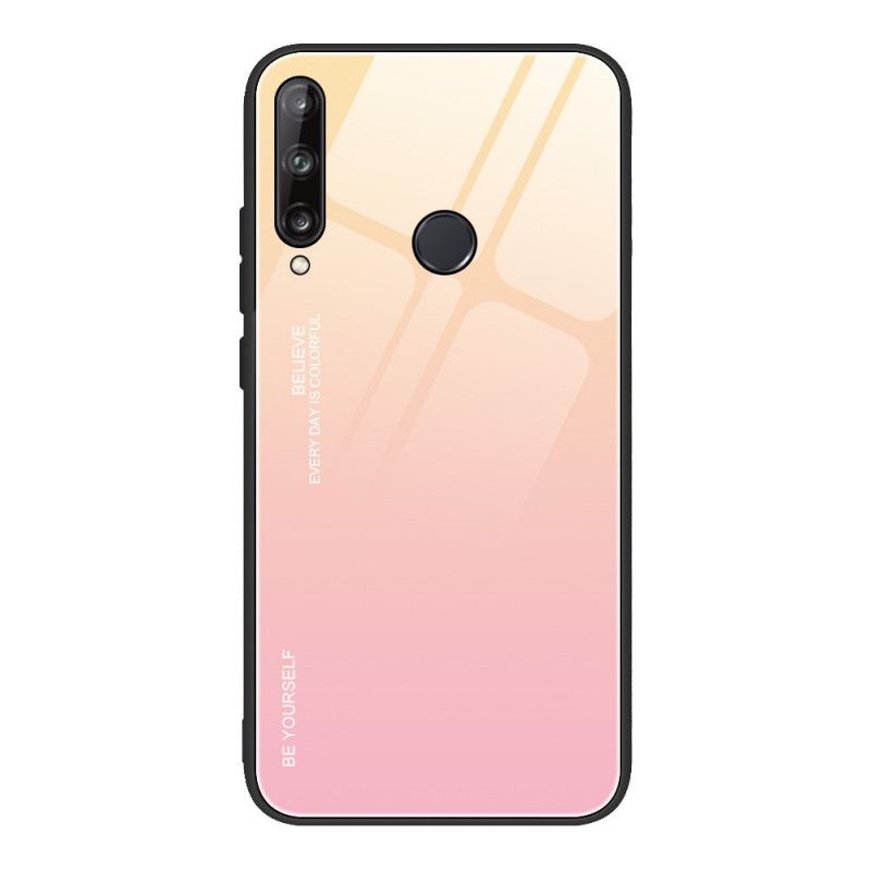 Etui Huawei P40 Lite E / Y7p Różowy Czerwony Bądź Sobą Ze Szkła Hartowanego