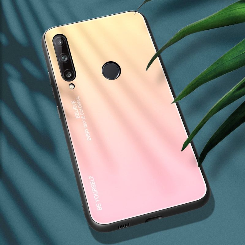 Etui Huawei P40 Lite E / Y7p Różowy Czerwony Bądź Sobą Ze Szkła Hartowanego