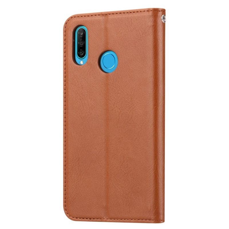 Flip Kotelot Huawei P40 Lite E / Y7p Czerwony Czarny Etui Na Karty Ze Sztucznej Skóry Etui Ochronne