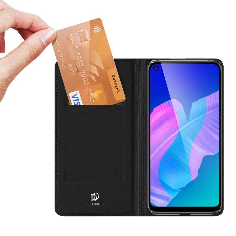 Flip Kotelot Huawei P40 Lite E / Y7p Granatowy Czarny Skóra Pro Dux Ducis Etui Ochronne