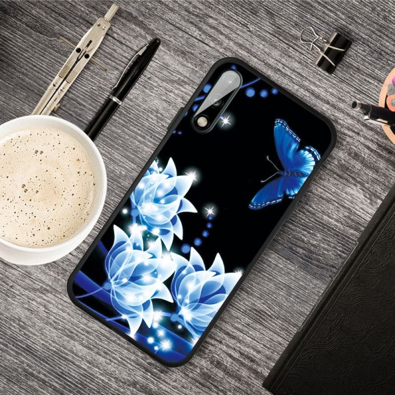 Futerały Huawei P40 Lite E / Y7p Etui na Telefon Motyle I Niebieskie Kwiaty