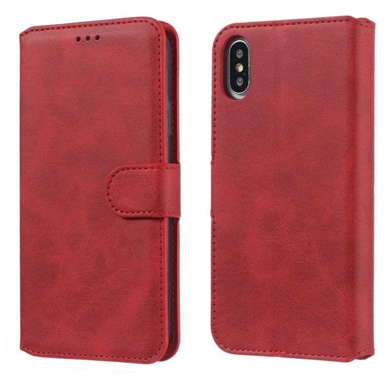 Etui Folio iPhone X Czerwony Czarny Jednolity Kolor Etui Ochronne