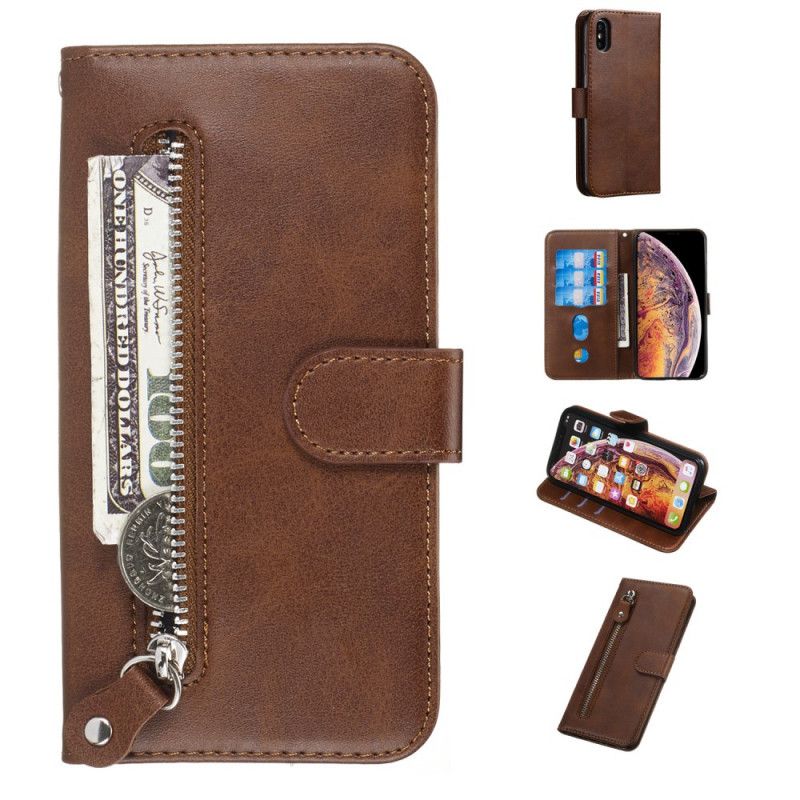 Etui Folio iPhone X Czerwony Czarny Portmonetka Vintage Etui Ochronne