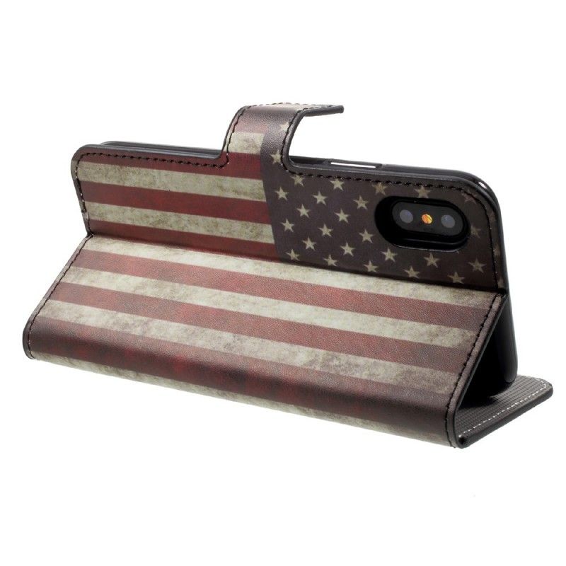 Etui Folio iPhone X Flaga Usa