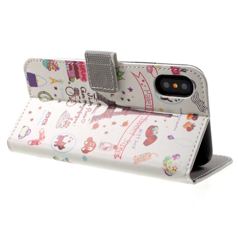 Etui Folio iPhone X Kocham Paryż Etui Ochronne