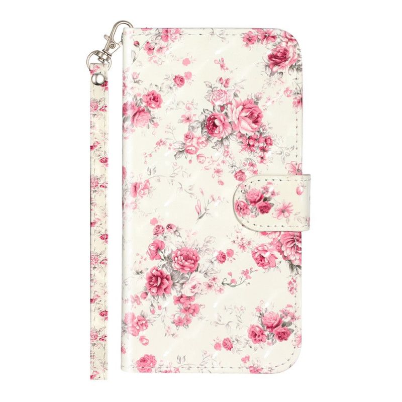 Etui Folio iPhone X Kwiaty Jasne Plamy Z Paskiem