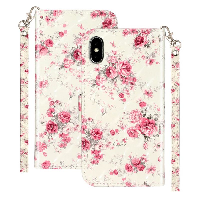 Etui Folio iPhone X Kwiaty Jasne Plamy Z Paskiem