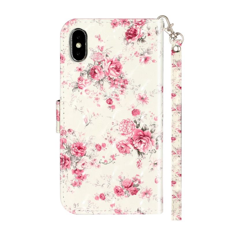 Etui Folio iPhone X Kwiaty Jasne Plamy Z Paskiem