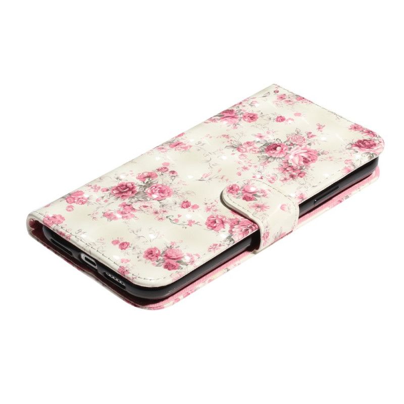 Etui Folio iPhone X Kwiaty Jasne Plamy Z Paskiem