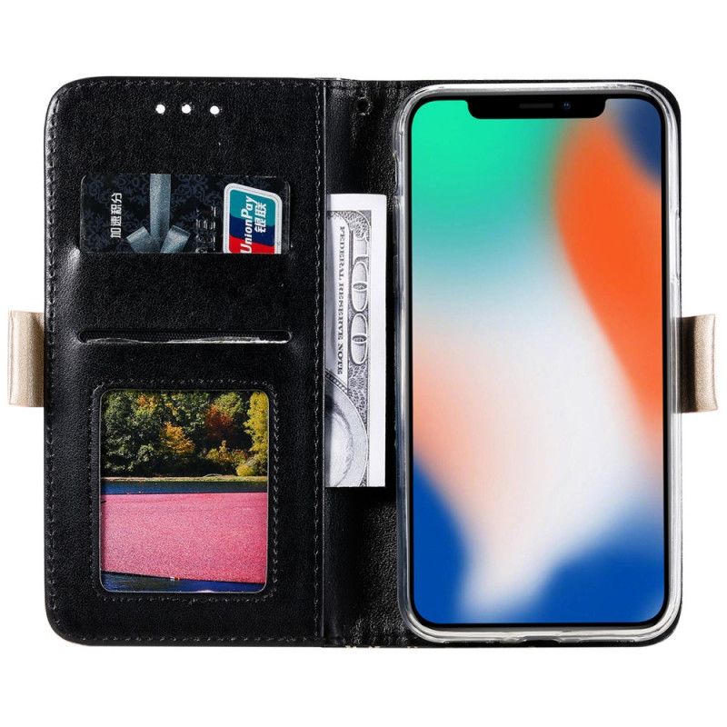 Etui Folio iPhone X Magenta Czarny Koronkowa Torebka Typu Stringi