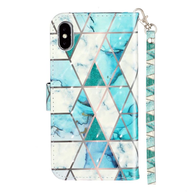 Etui Folio iPhone X Marmurowe Punkty Świetlne Z Paskiem