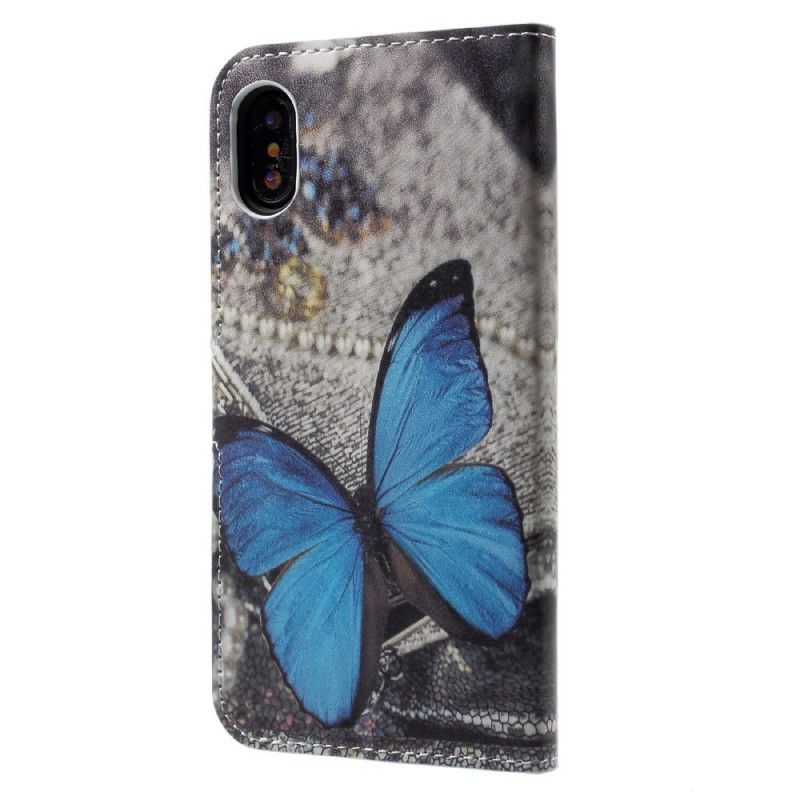 Etui Folio iPhone X Niebieski Motyl