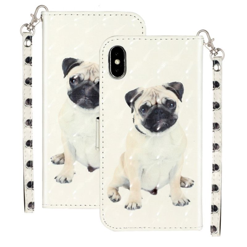 Etui Folio iPhone X Punkty Świetlne Dla Psów Z Paskiem