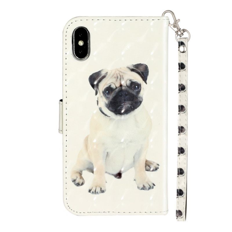 Etui Folio iPhone X Punkty Świetlne Dla Psów Z Paskiem