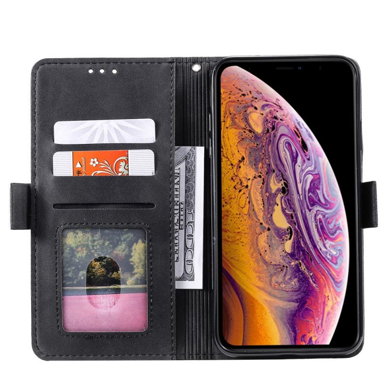 Etui Folio iPhone X Szary Czarny Dwukolorowa Imitacja Skóry Ze Wzmocnionymi Konturami Etui Ochronne