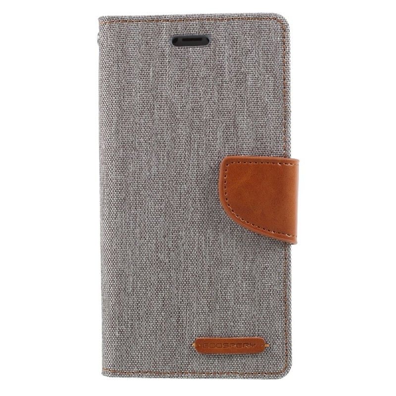 Etui Folio iPhone X Szary Czarny Tkanina Dwukolorowa