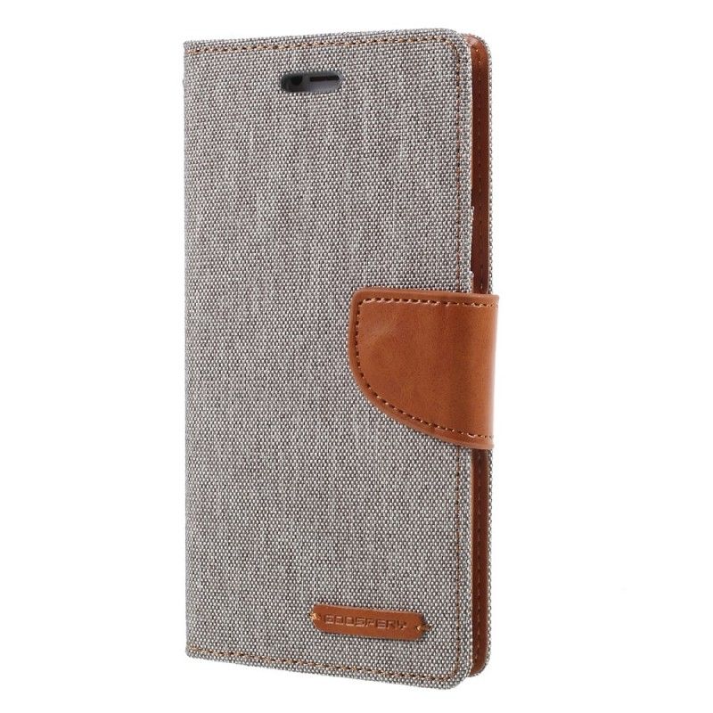 Etui Folio iPhone X Szary Czarny Tkanina Dwukolorowa