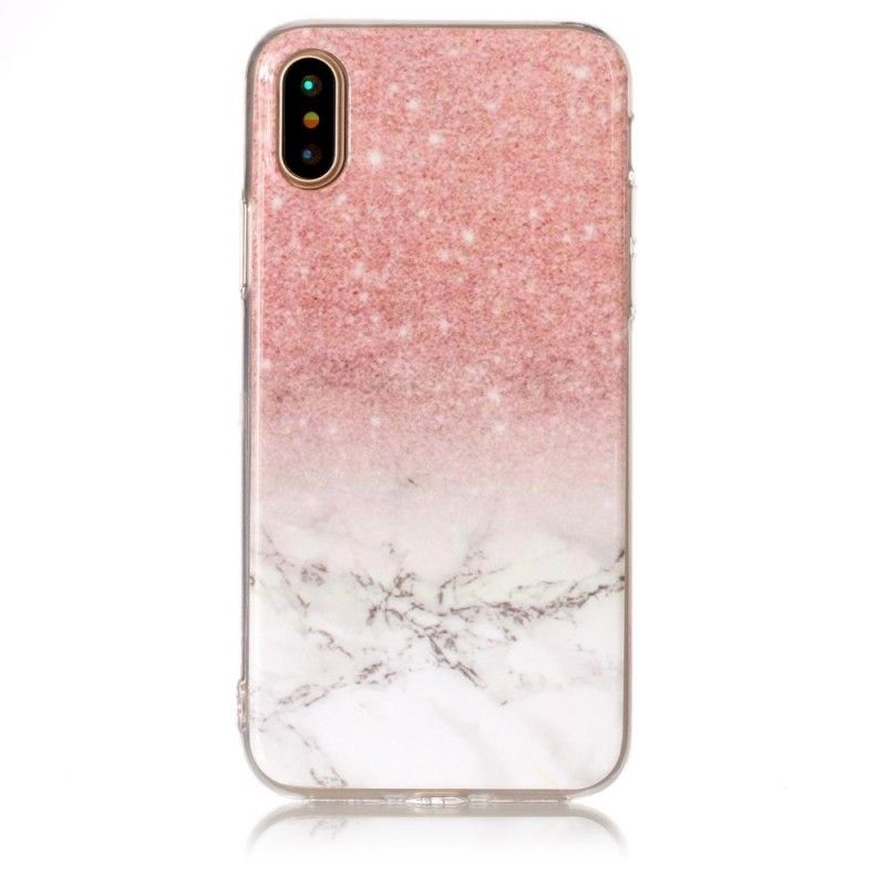 Etui iPhone X Biały Czarny Efekt Marmurkowy