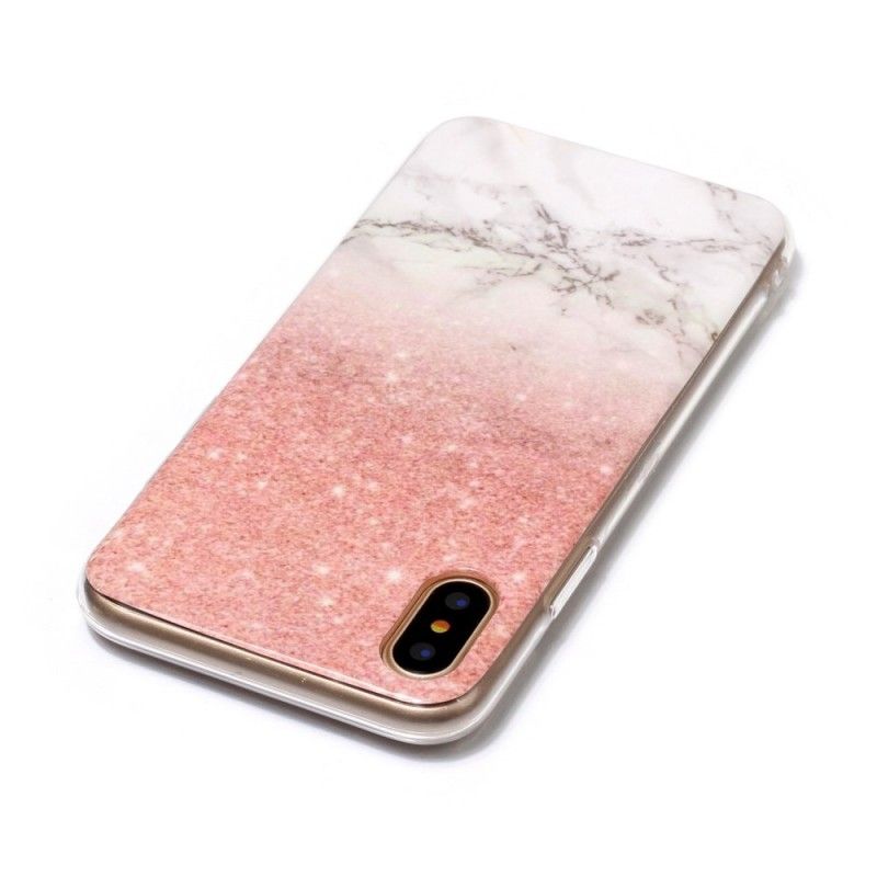 Etui iPhone X Biały Czarny Efekt Marmurkowy