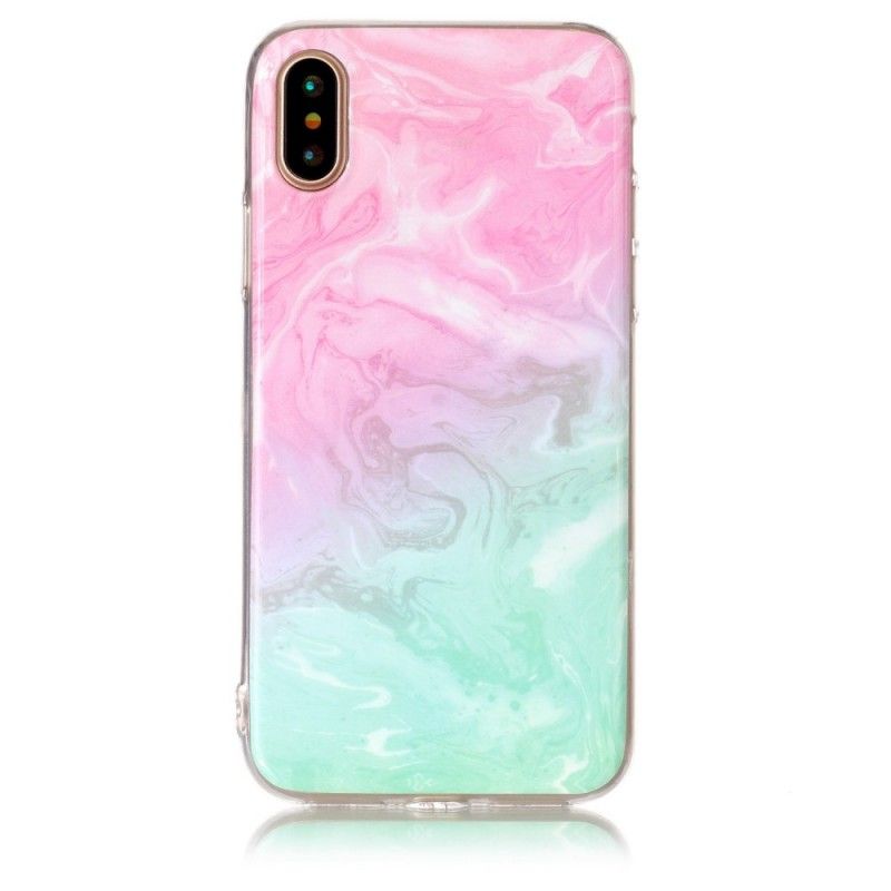 Etui iPhone X Biały Czarny Efekt Marmurkowy