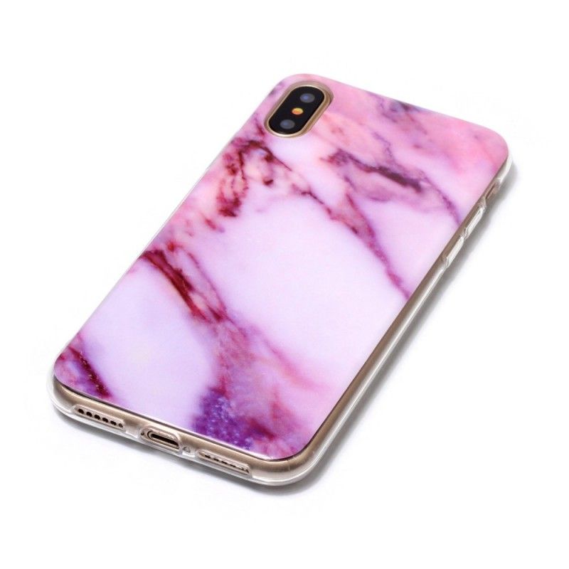 Etui iPhone X Biały Czarny Marmur