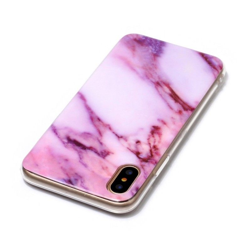 Etui iPhone X Biały Czarny Marmur