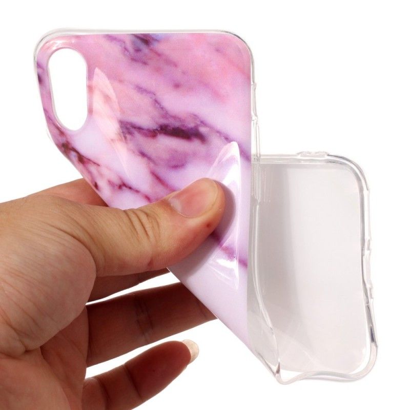 Etui iPhone X Biały Czarny Marmur