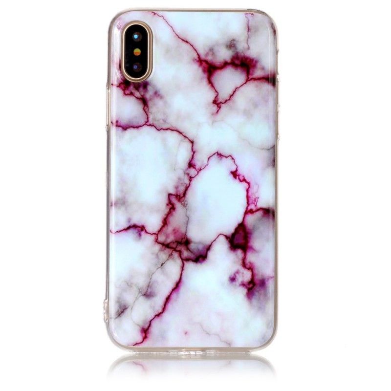 Etui iPhone X Biały Czarny Marmur