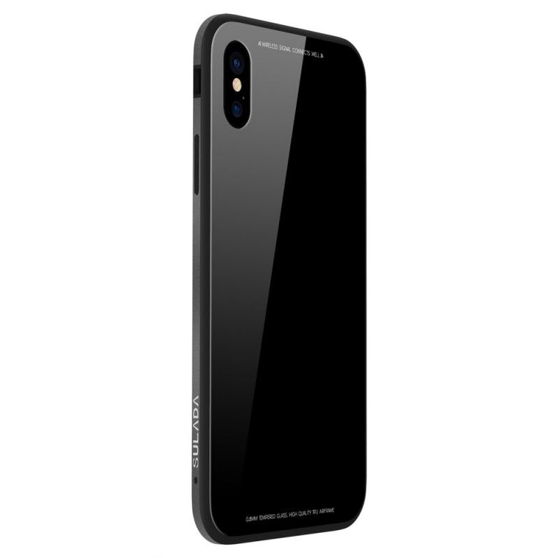 Etui iPhone X Biały Czarny Połysk Sulada