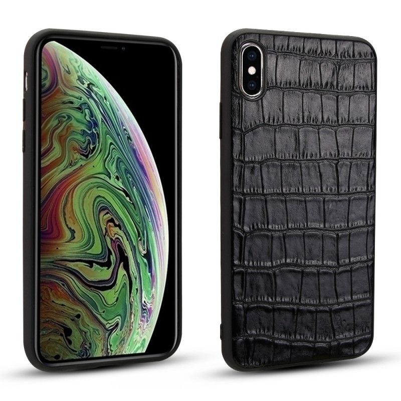 Etui iPhone X Brązowy Prawdziwa Skóra O Fakturze Krokodyla Etui Ochronne