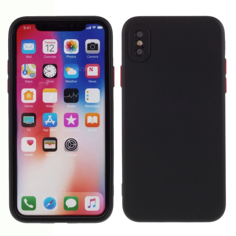 Etui iPhone X Czerwony Czarny Elastyczny Silikonowy Przycisk