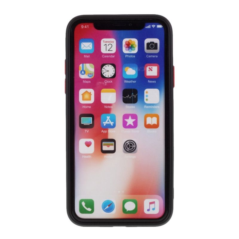 Etui iPhone X Czerwony Czarny Elastyczny Silikonowy Przycisk