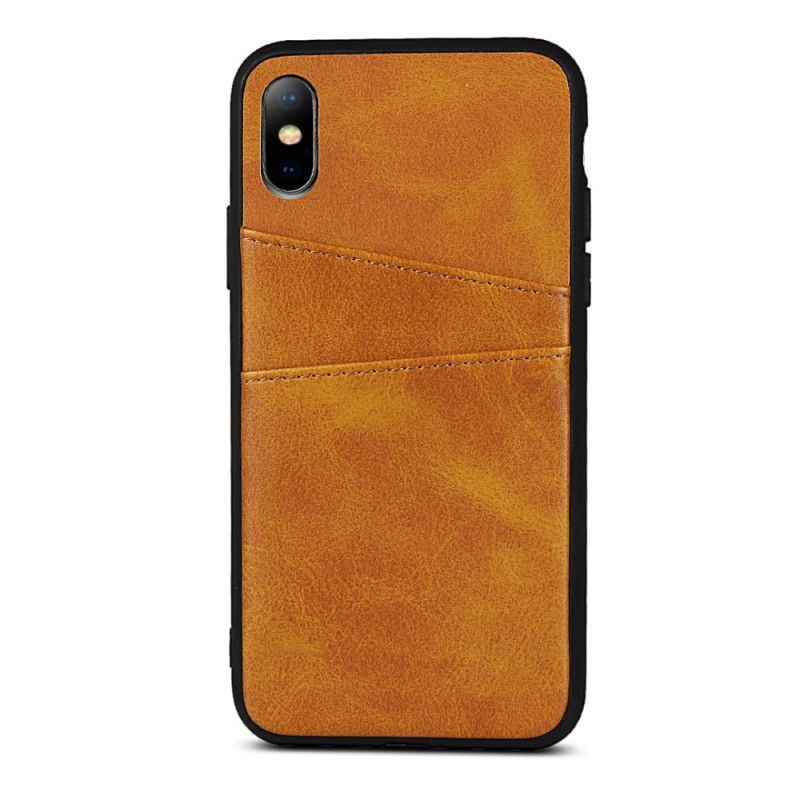 Etui iPhone X Czerwony Czarny Monochromatyczny Podwójny Uchwyt Na Karty