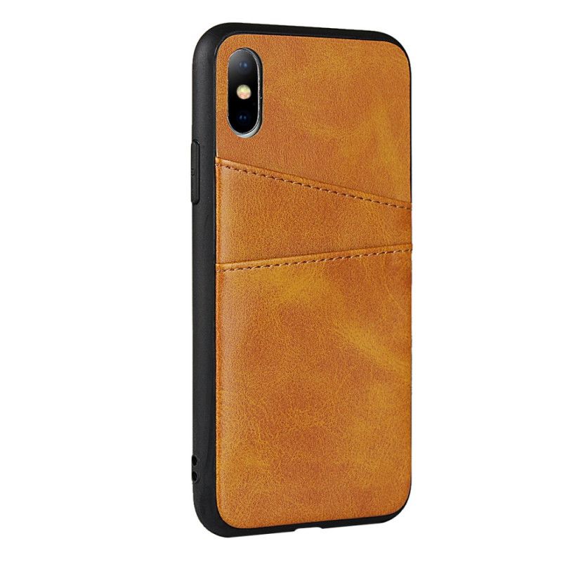 Etui iPhone X Czerwony Czarny Monochromatyczny Podwójny Uchwyt Na Karty